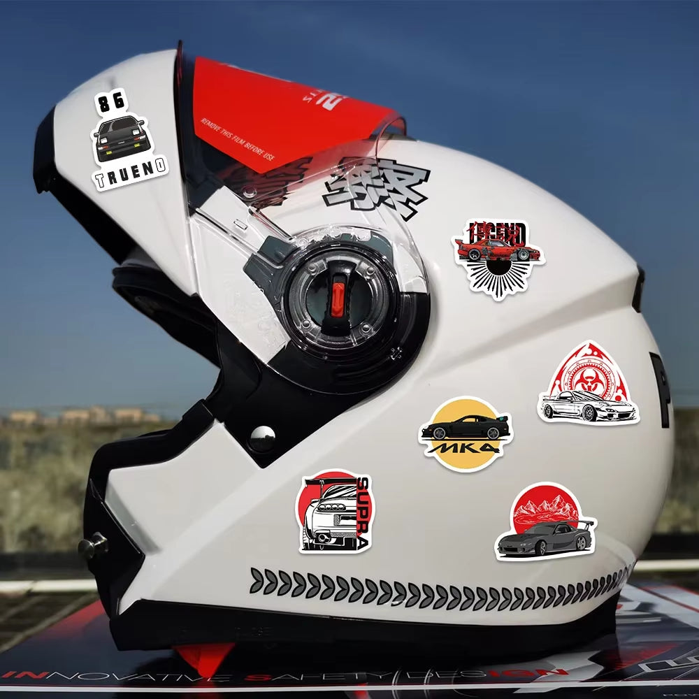 50PCS Japan JDM Racing Car Anime Graffiti Sticker Laptop Motorcycle Car Skateboard Waterproof Decal Kids Toy Gift Sticker