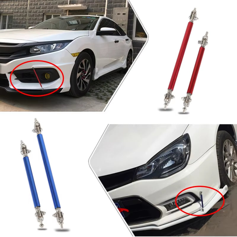 2Psc Universal Racing Adjustable Front Rear Bumper Lip Splitter Support Bar / Pull Rod Kit Racing 75Mm/100Mm/150Mm/200Mm