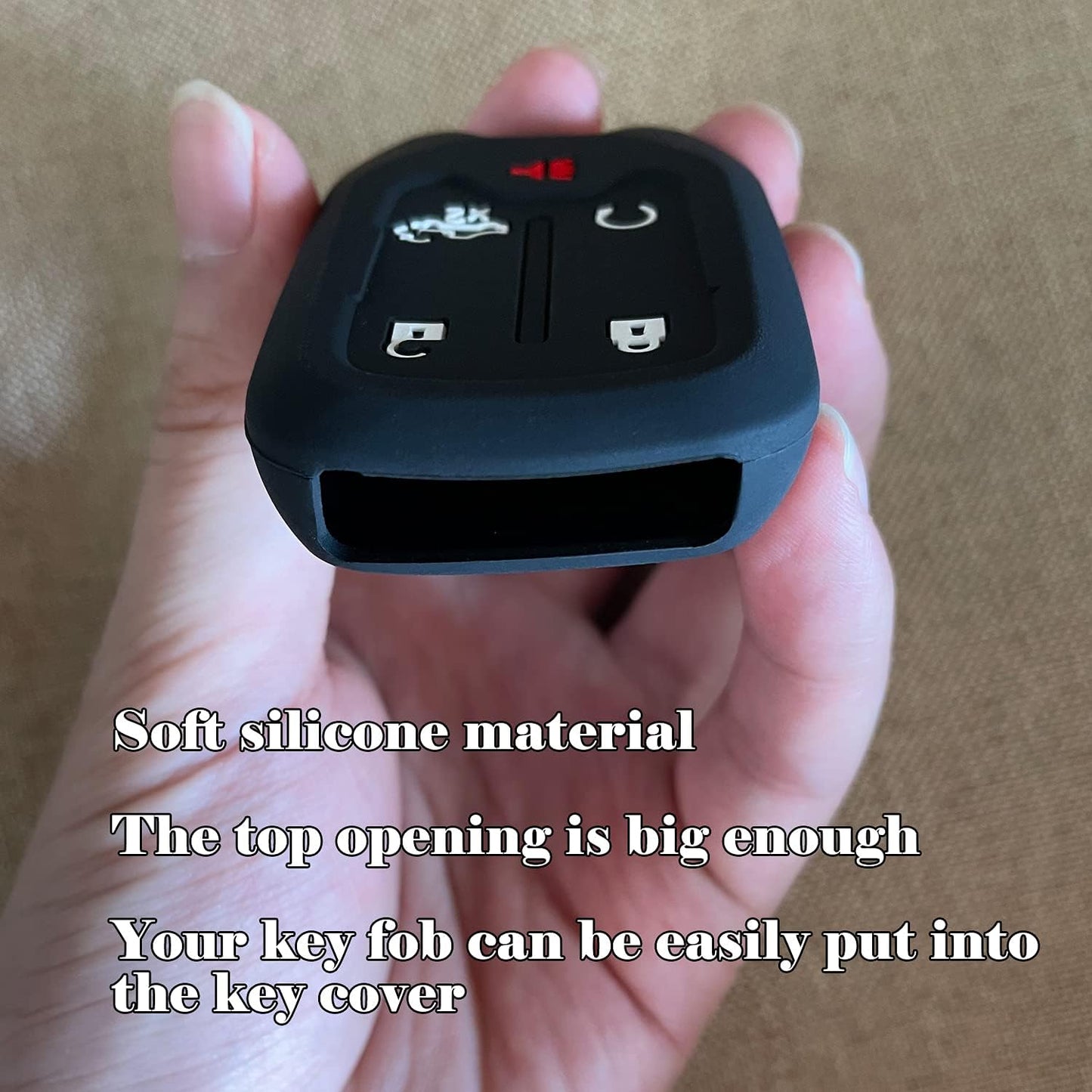 Premium Black Silicone Key Fob Case Cover for 2019-2023 Chevy Silverado & GMC Sierra - Durable Remote Protector with Key Ring (2PCS)