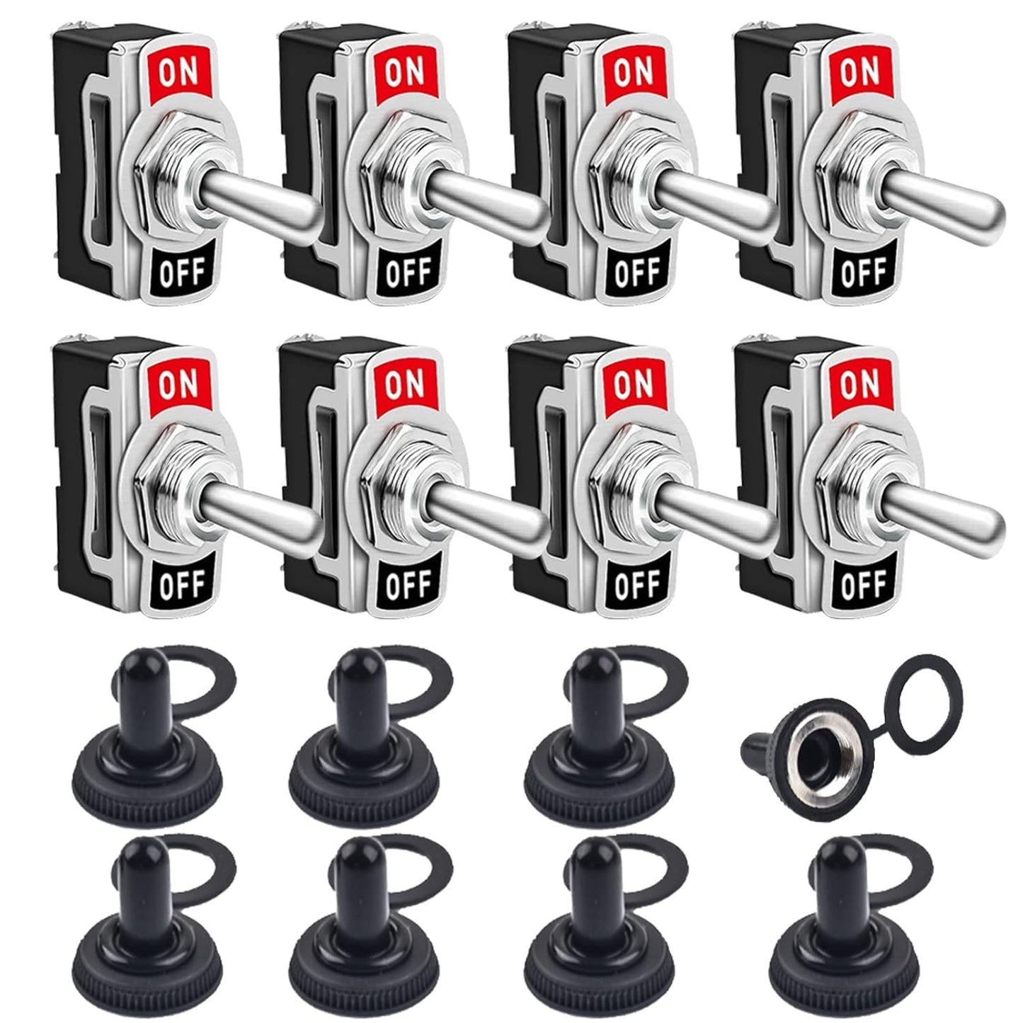 Toggle Switches, 8 Pack 2 Pin on off SPST Car Rocker Switches, 20A 12V Heavy Duty Waterproof Toggle Switch