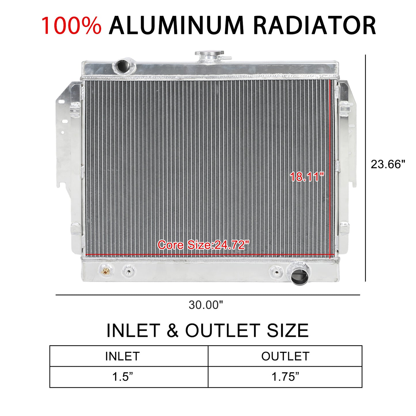 3 Row Aluminum Radiator for 79-93 Dodge D150 D250 D350 W150 W250 Ram 5.2 5.9L V8