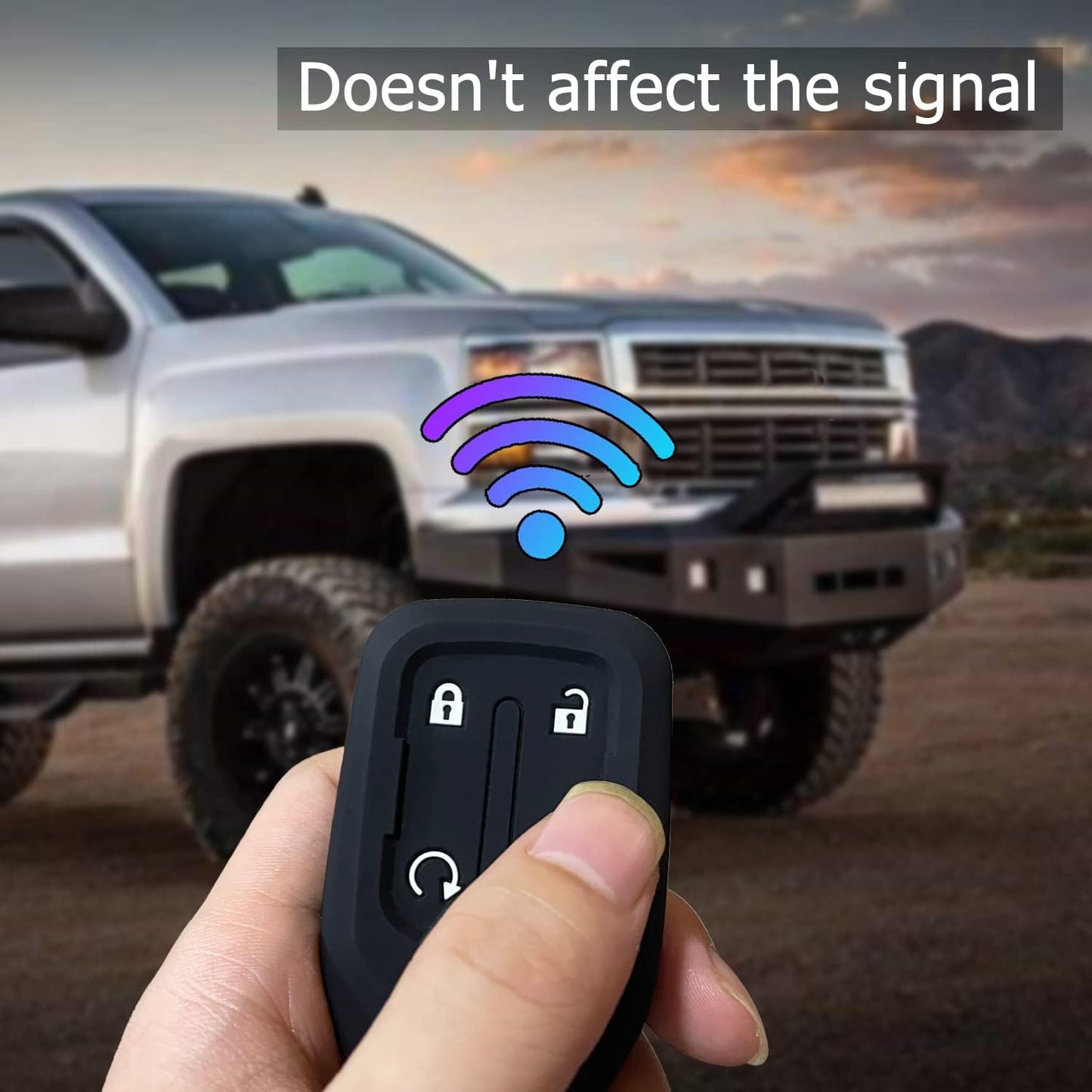 Premium Black Silicone Key Fob Case Cover for 2019-2023 Chevy Silverado & GMC Sierra - Durable Remote Protector with Key Ring (2PCS)