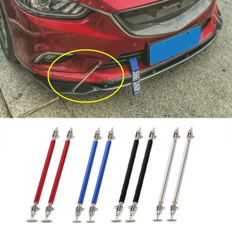 2Psc Universal Racing Adjustable Front Rear Bumper Lip Splitter Support Bar / Pull Rod Kit Racing 75Mm/100Mm/150Mm/200Mm