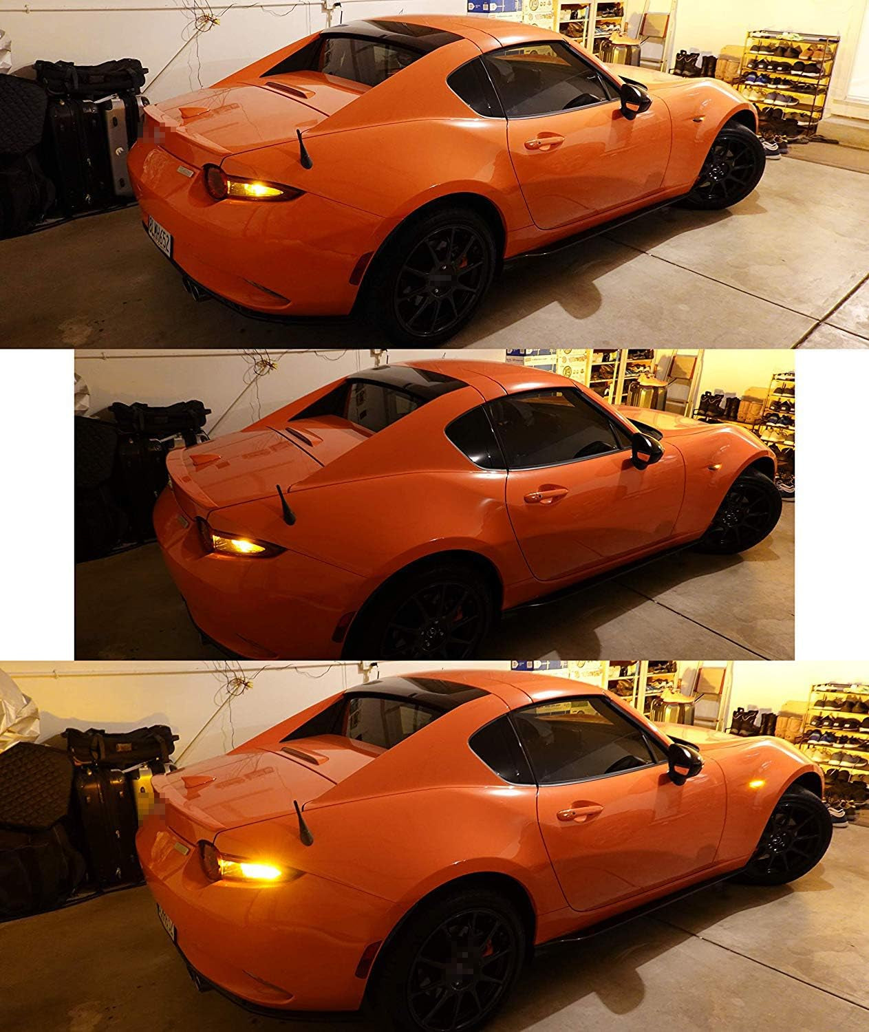 Smoked Lens Dynamic Sequential Blink/Flow Amber LED Front Side Marker Light Kit Compatible with 2016-Up Mazda MX-5, 2009-2012 Mazda RX-8, 2017-Up Fiat 124 Spider, Replace OEM Sidemarker Lamps