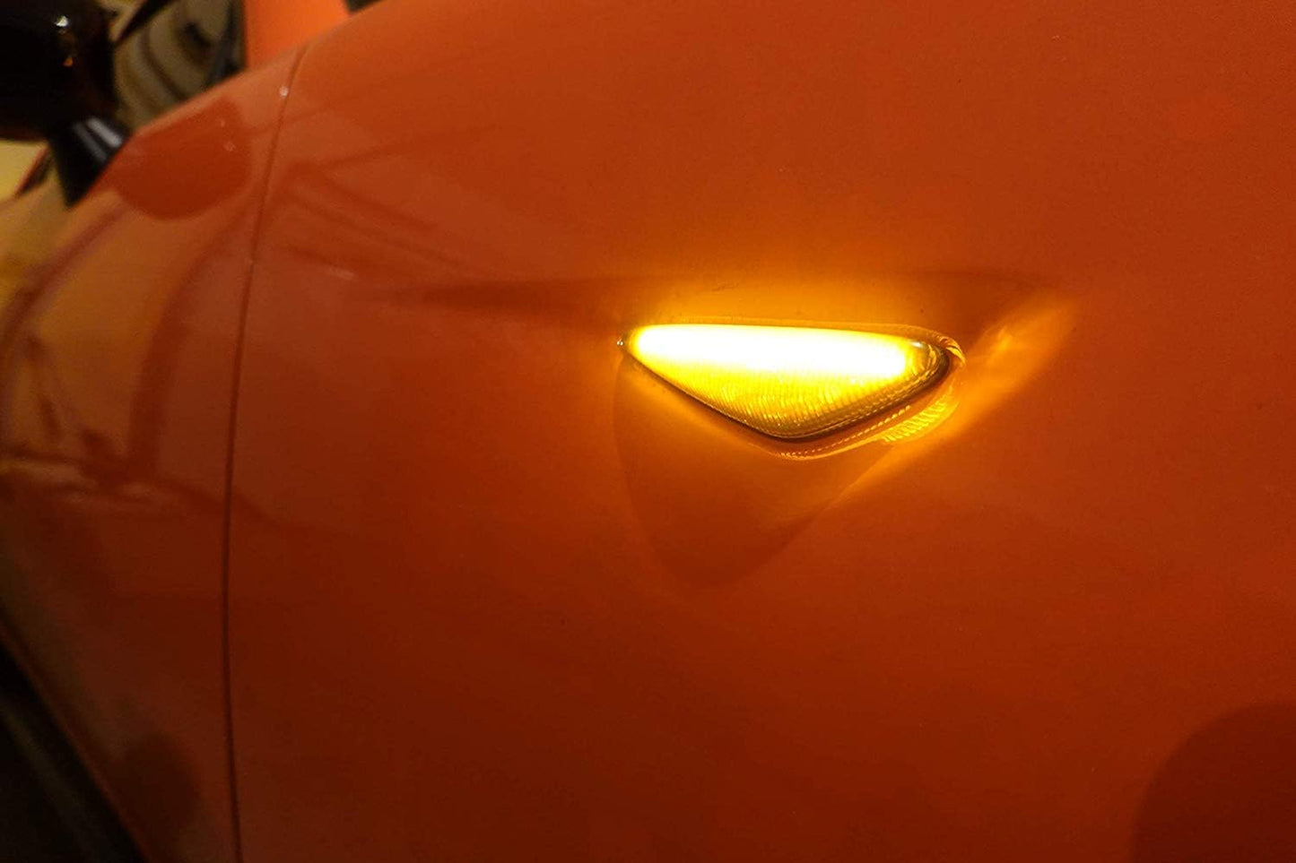 Smoked Lens Dynamic Sequential Blink/Flow Amber LED Front Side Marker Light Kit Compatible with 2016-Up Mazda MX-5, 2009-2012 Mazda RX-8, 2017-Up Fiat 124 Spider, Replace OEM Sidemarker Lamps