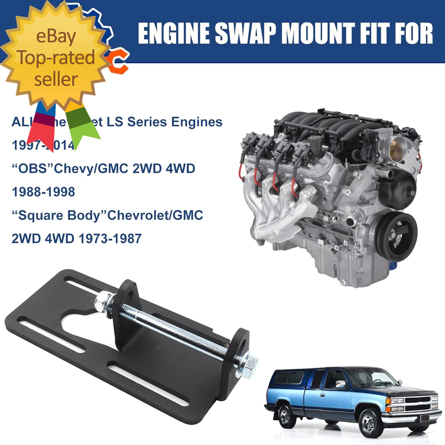 LS Conversion Engine Swap Mounts Compatible with 1973-1998 Square Body / OBS