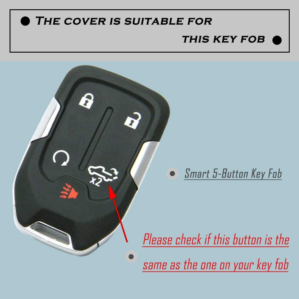 Premium Black Silicone Key Fob Case Cover for 2019-2023 Chevy Silverado & GMC Sierra - Durable Remote Protector with Key Ring (2PCS)