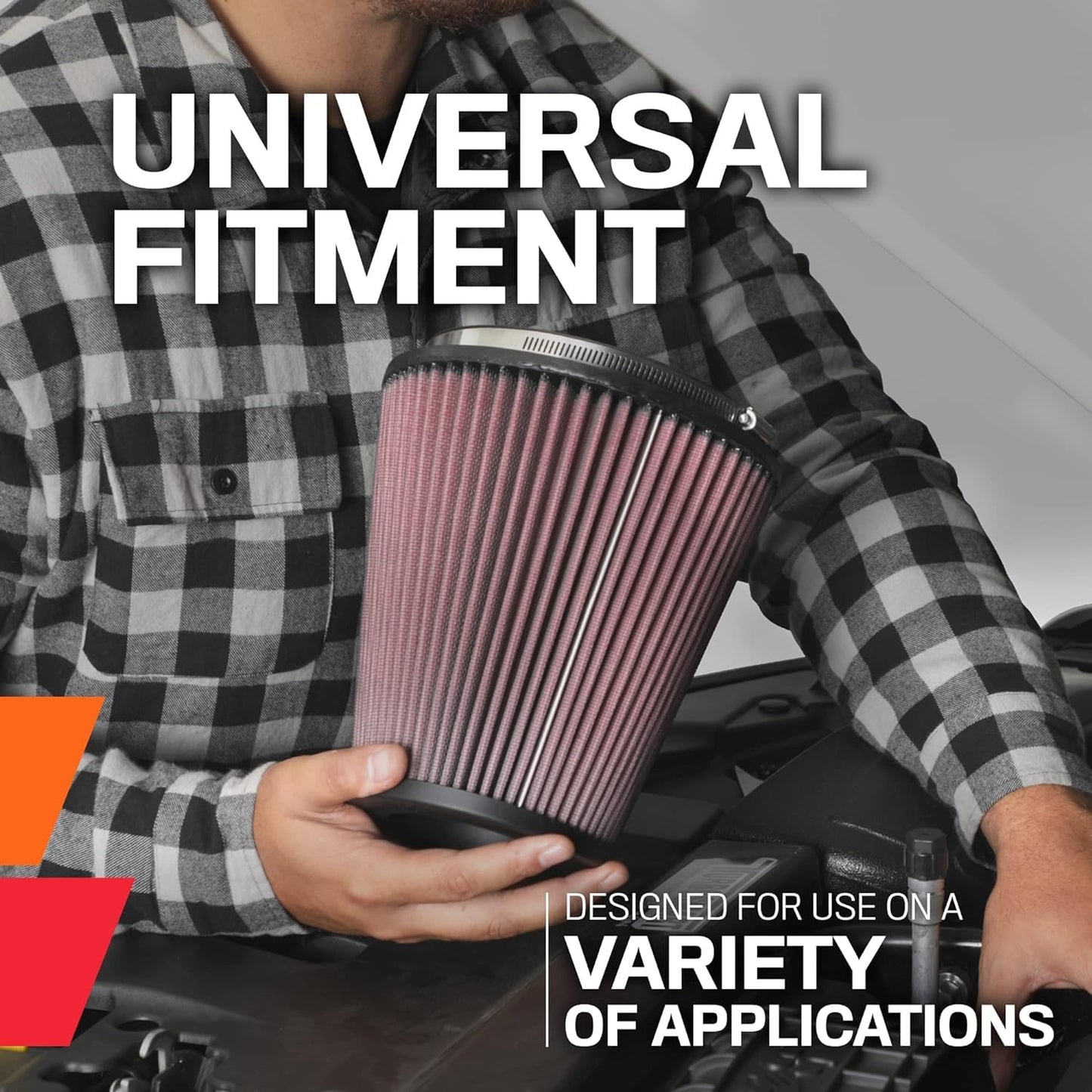 High-Flow Original Lifetime Universal Clamp-On Air Filter: High Performance, Premium, Washable: Flange Diameter: 2.5625 In, Filter Height: 5 In, Flange Length: 0.75 In, Shape: Round, RA-0610