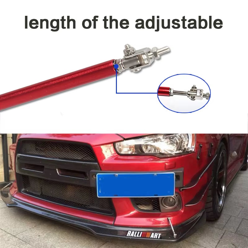2Psc Universal Racing Adjustable Front Rear Bumper Lip Splitter Support Bar / Pull Rod Kit Racing 75Mm/100Mm/150Mm/200Mm