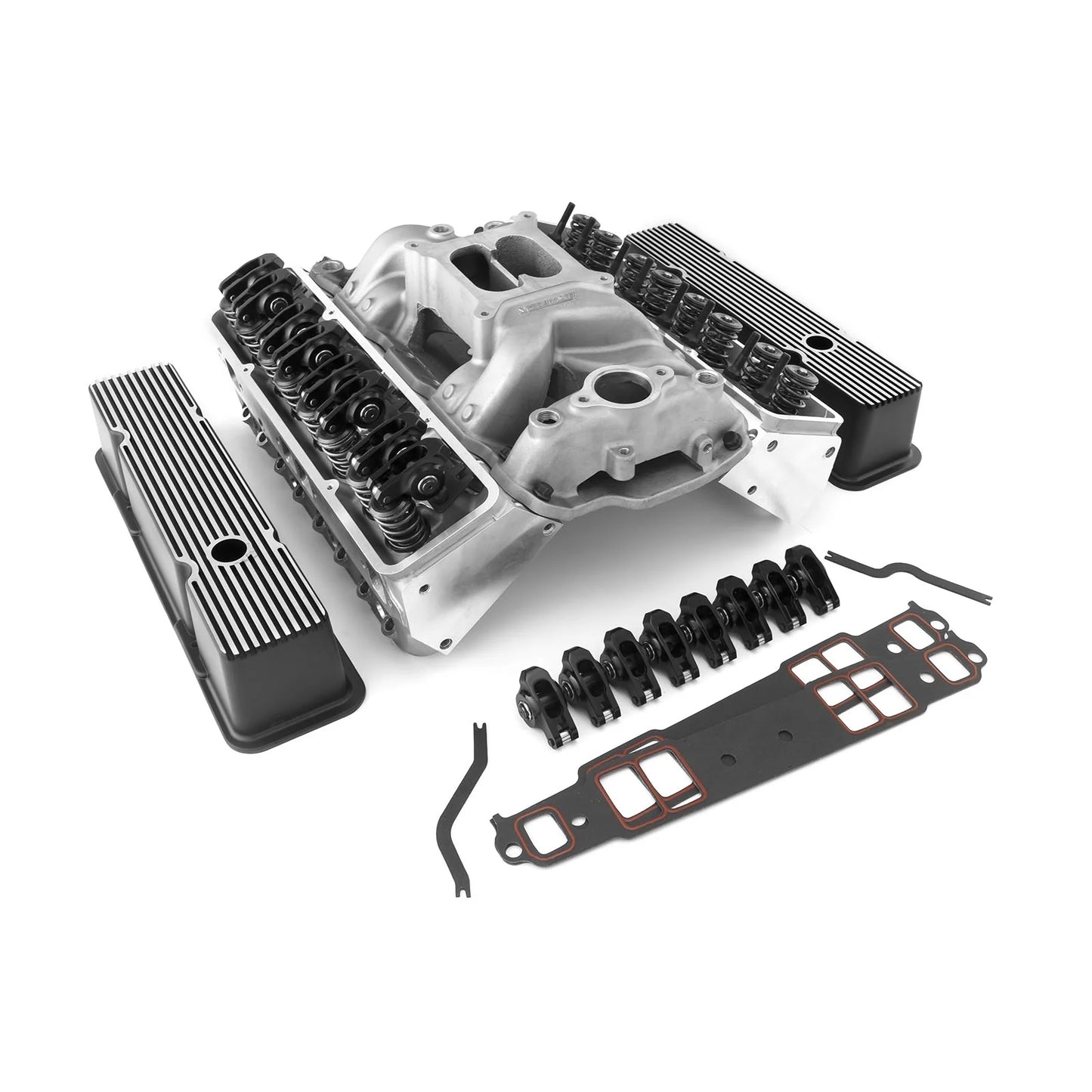 1-435-006 Compatible with Chevy SBC 350 Straight Cylinder Head Top End Engine Combo Kit [Hydraulic Roller Tappet]