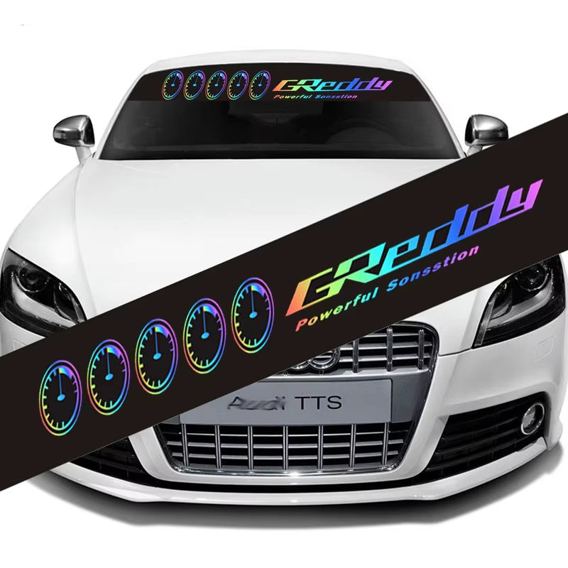 New Styling Car Stickers Racing Car Front Windshield Stickers Laser Color Car Accessories Car Windshield Stickers 130Cmx21Cm