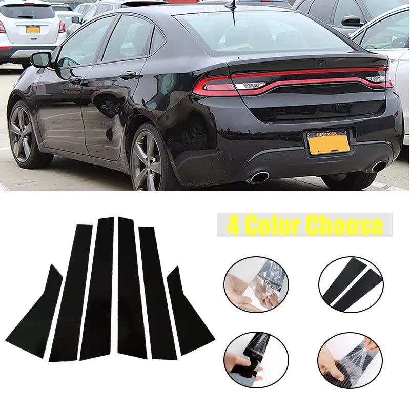 6Pcs for Dodge Dart / Fiat Viaggio 2013-2016 Car Pillar Posts Decor Stickers Accessories Door Window BC Column Exterior Trims