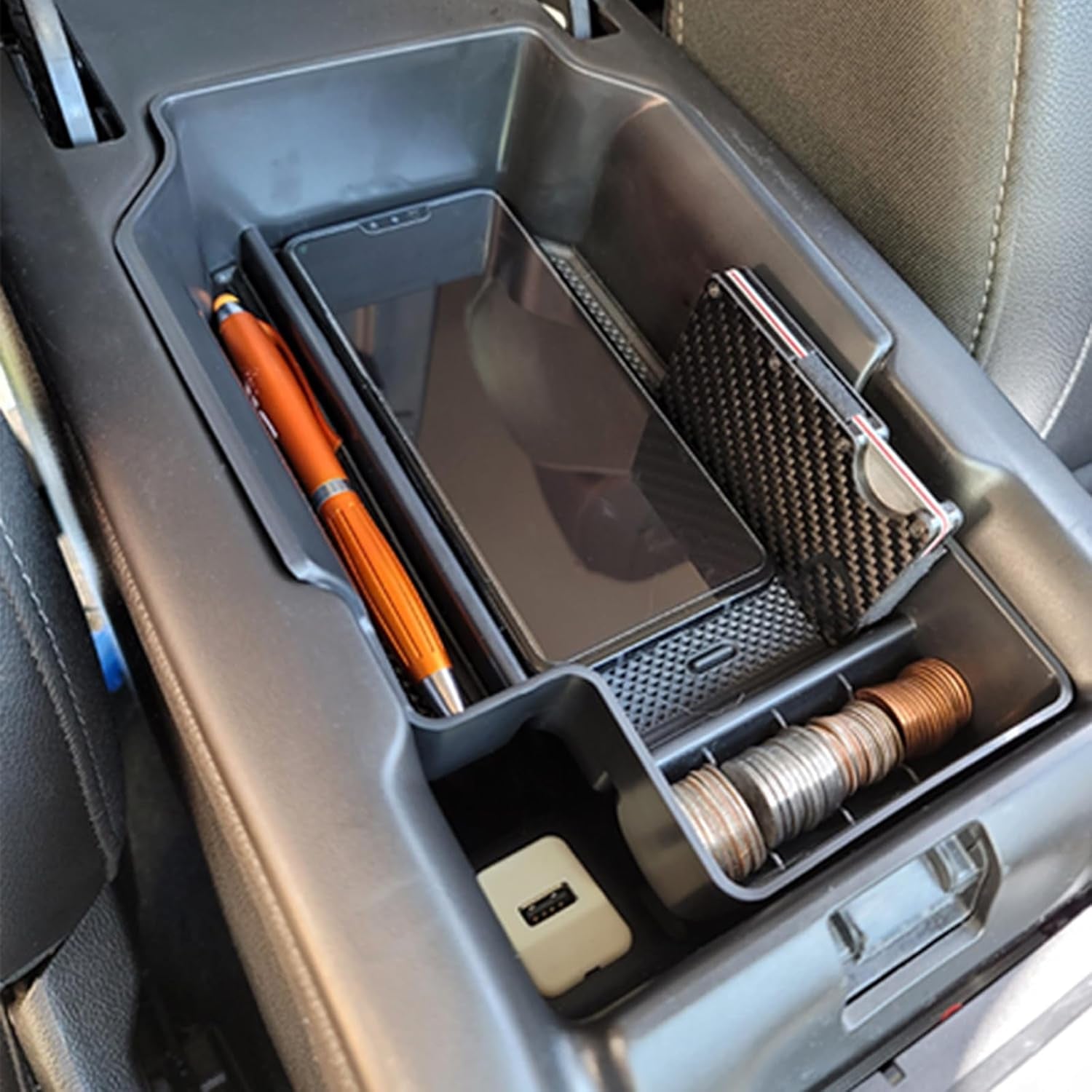 Maximize Your Chevy Colorado/GMC Canyon Storage: Center Console Organizer & Armrest Insert Tray (2015-2022) - Sleek Black Design