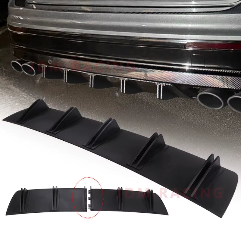 Universal Car Rear Bumper Lip ABS Double Wing Rear Shark Chassis Fin Style Curved Bumper Lip Diffuser Anti-Collision 2 in 1