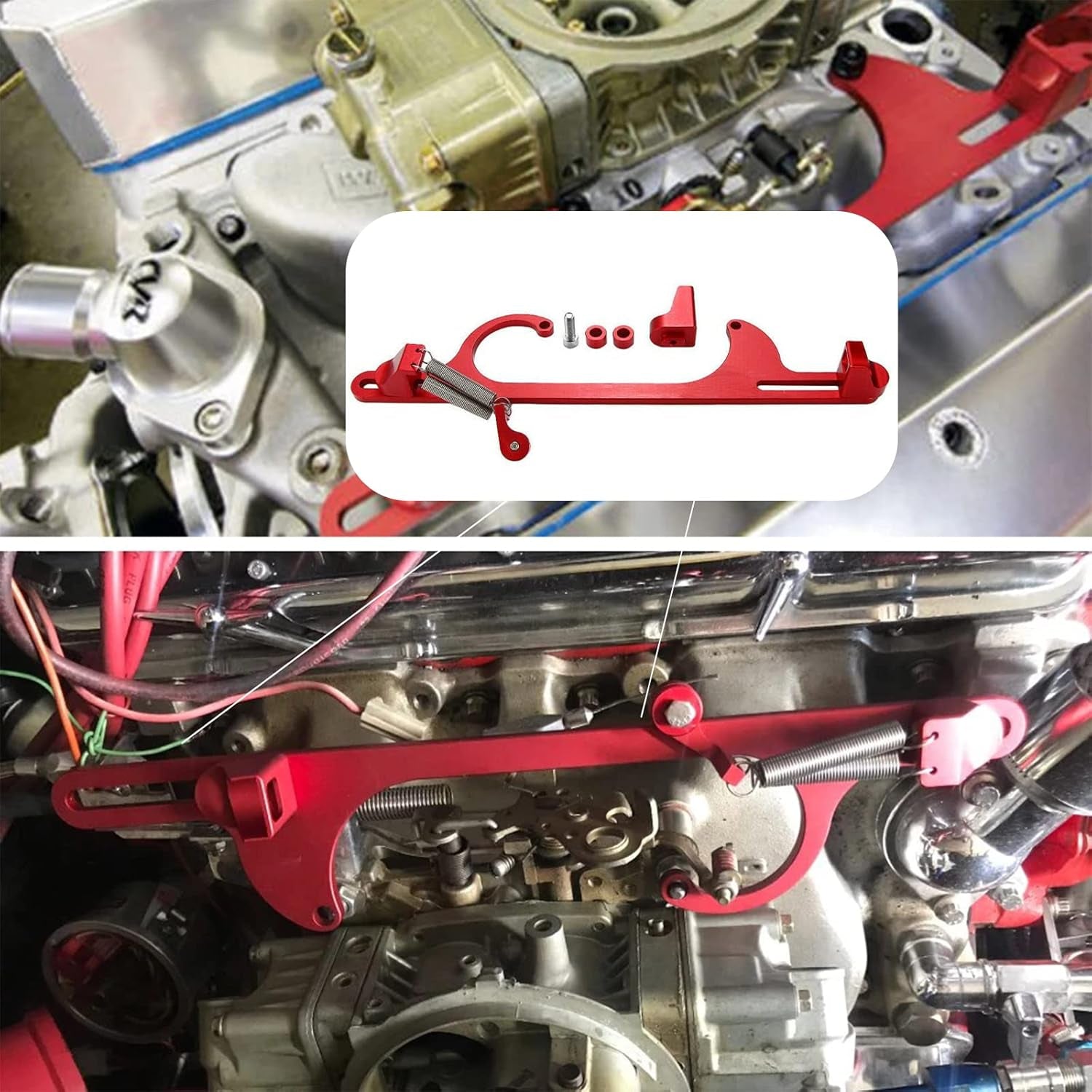 Throttle Cable Bracket for 4150 4160 Carburetors Billet Aluminum Adjustable Anodized Red