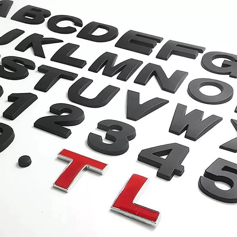 1Pc 3D Metal DIY Letters Logo Alphabet Emblem Numbers Chrome Labeling Car Trunk Sticker Digital Badge Motorcycle Accessories