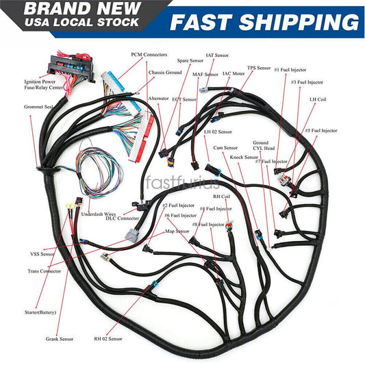 Stand Alone Harness 4L60E for Drive by Cable DBC 1997-06 LS1 LS SWAP 4.8 5.3 6.0