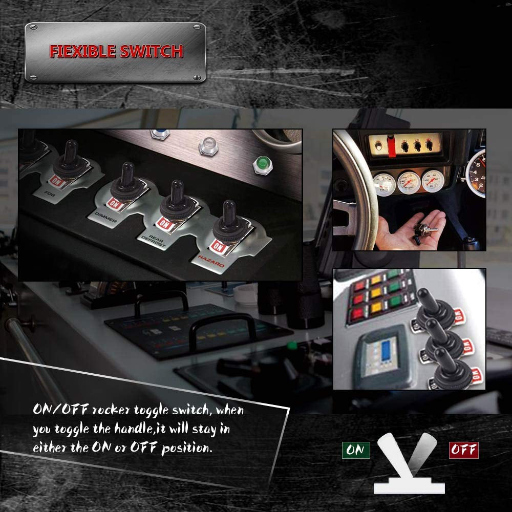 Toggle Switches, 8 Pack 2 Pin on off SPST Car Rocker Switches, 20A 12V Heavy Duty Waterproof Toggle Switch