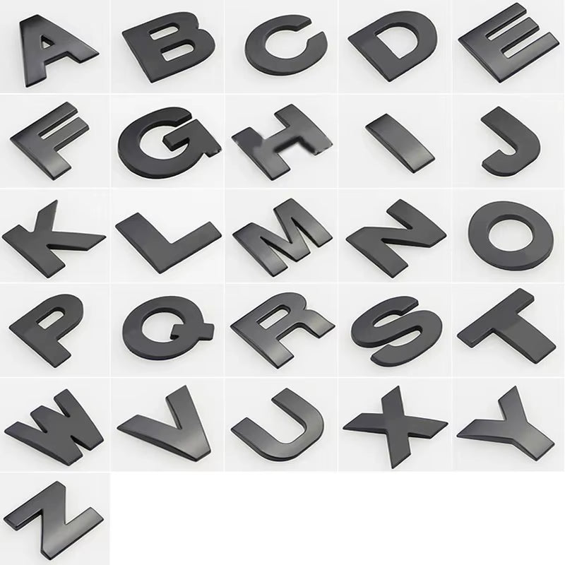 1Pc 3D Metal DIY Letters Logo Alphabet Emblem Numbers Chrome Labeling Car Trunk Sticker Digital Badge Motorcycle Accessories