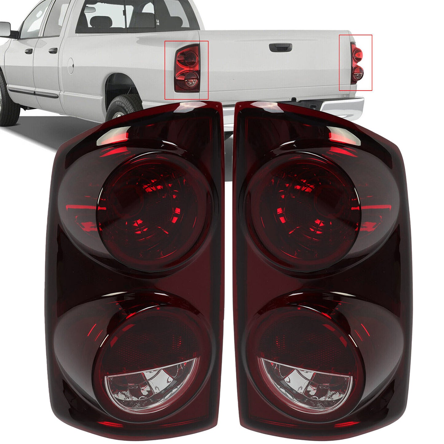 Red Smoke Tail Lights Lamps for 07-08 Dodge Ram 1500 07-09 2500 3500 Left+Right