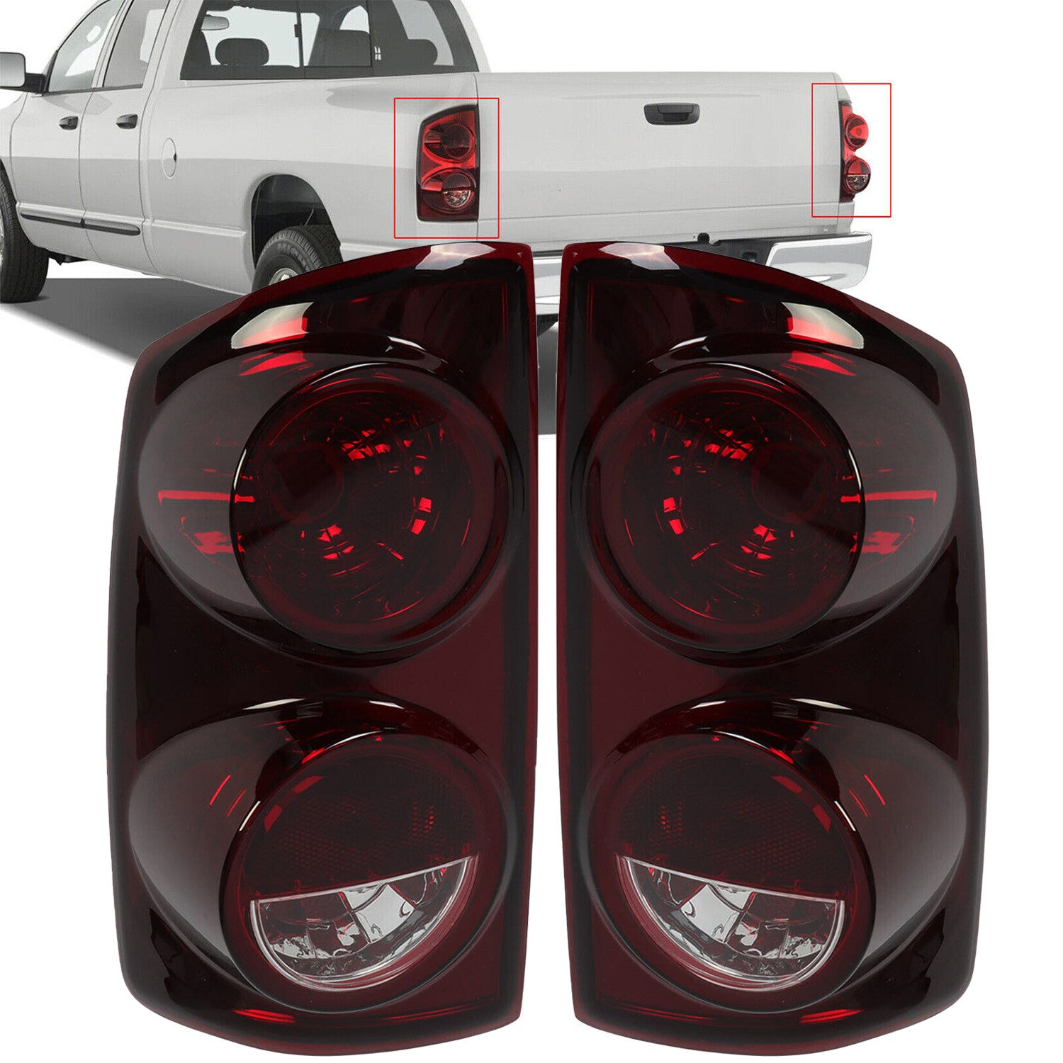 Red Smoke Tail Lights Lamps for 07-08 Dodge Ram 1500 07-09 2500 3500 Left+Right