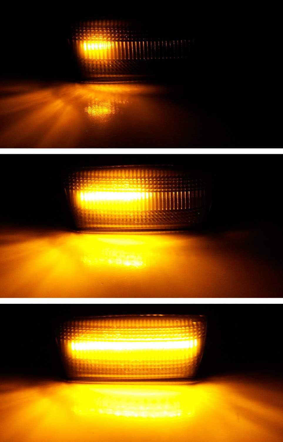 Smoked Lens Dynamic Sequential Blink/Flow Amber Full LED Front Side Marker Light Kit Compatible with 2013-2019 Buick/Opel Cascada, Replace OEM Fender Sidemarker Lamps