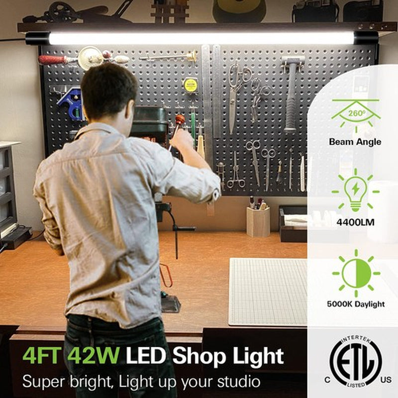 10 Pack 4FT Linkable LED Shop Light, Utility Shop Light Fixture, 4400Lm, 42W ...