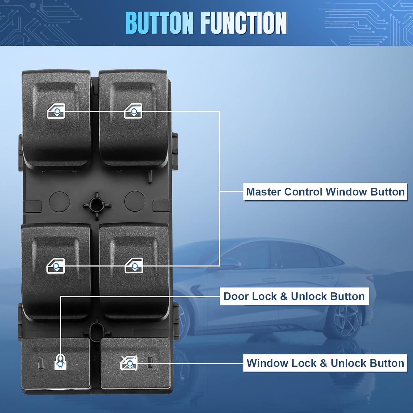 Master Power Window Switch Driver Side Compatible with 2014-2022 Chevy Silverado