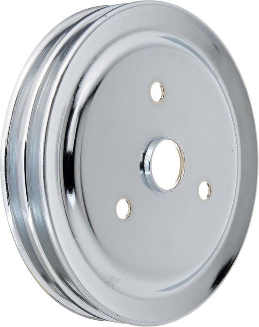 Company R9603 Chrome SWP Double Groove Crank Pulley for Small Block Chevy