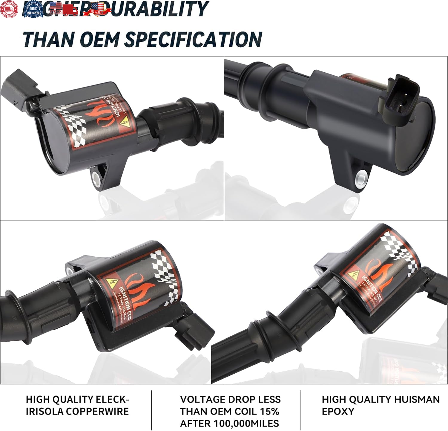 High Performance Coil Pack for F150 F250 F350 5.4L 4.6L V8 DG508, Ignition Co