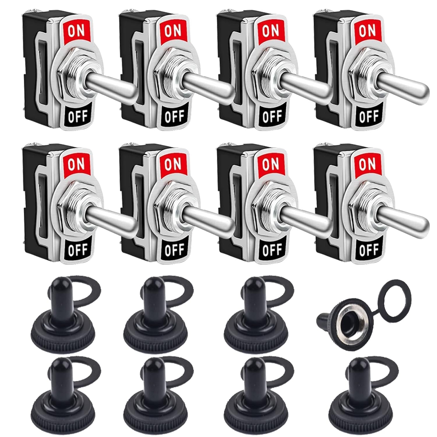 Toggle Switches, 8 Pack 2 Pin on off SPST Car Rocker Switches, 20A 12V Heavy Duty Waterproof Toggle Switch