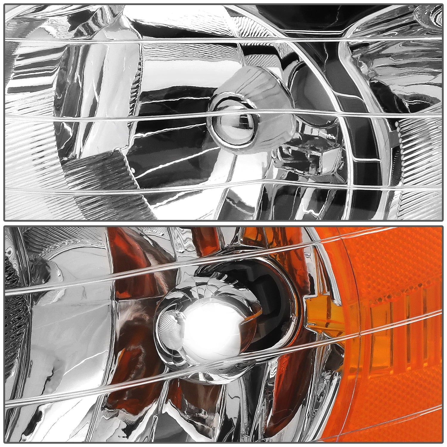 for 02-05 Dodge Ram 1500 2500 3500 Chrome Amber Euro Crystal Headlight Pair