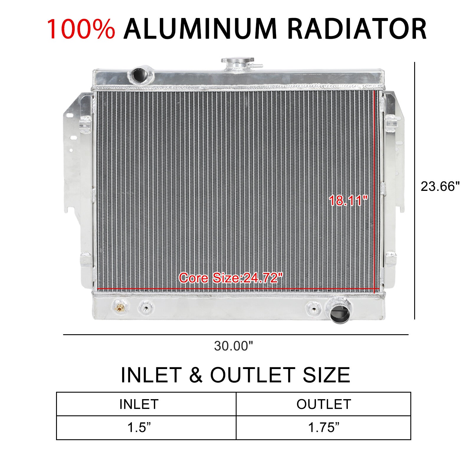 3 Row Aluminum Radiator for 79-93 Dodge D150 D250 D350 W150 W250 Ram 5.2 5.9L V8