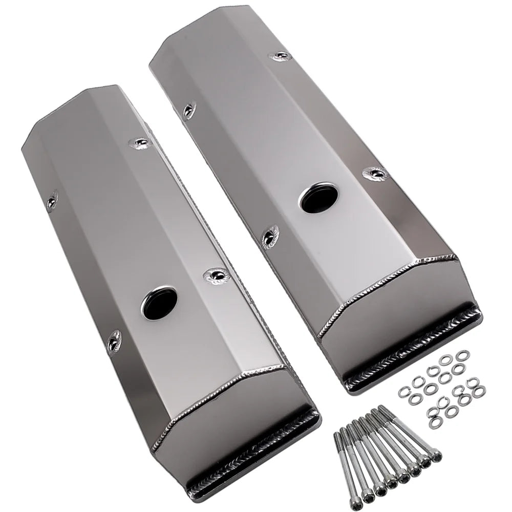 Fabricated Tall Valve Covers 1/4" Billet Rail for Chevy 350 383 400 1958-86 SBC