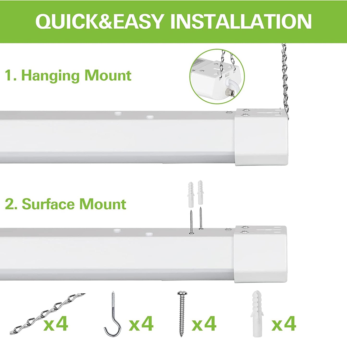 4FT 120W LED Shop Light Linkable, 13000Lm(400W Equivalent), 5000K Utility Shop L