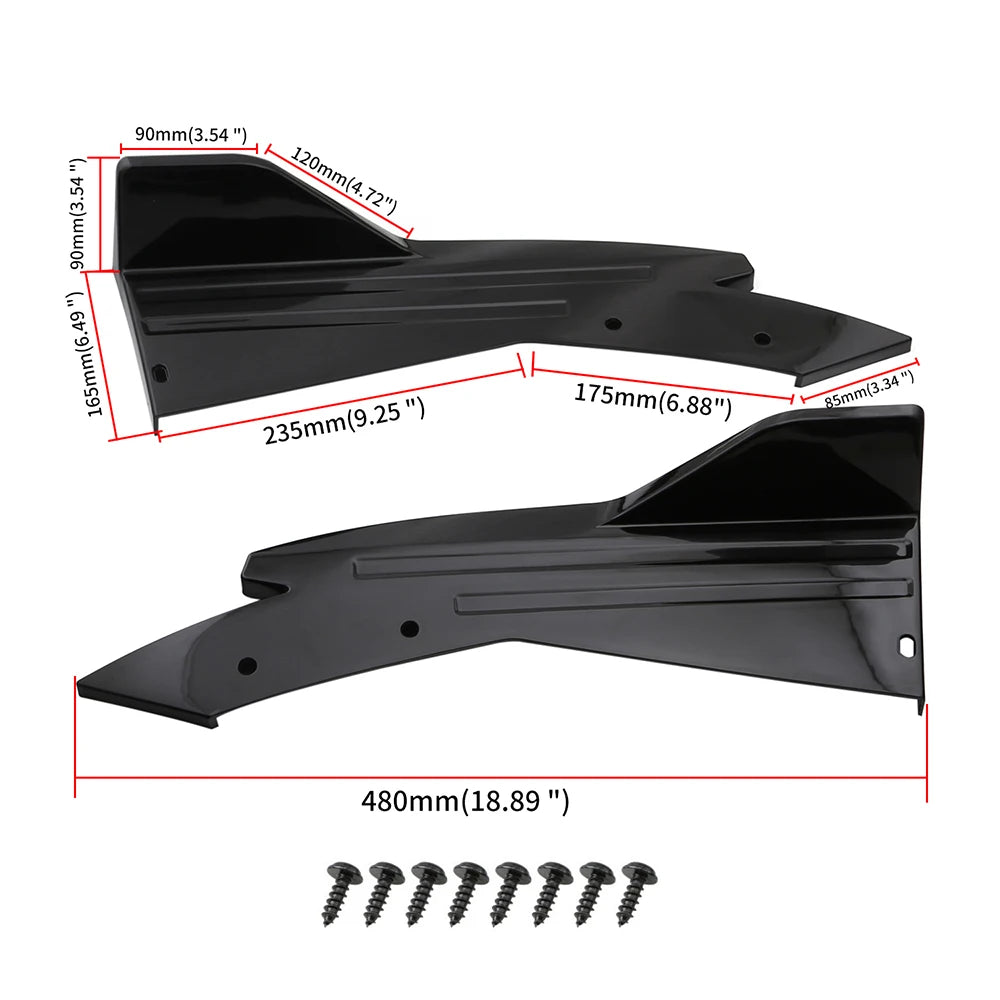 2PCS Rear Bumper Lip Splitter Universal Car Side Fender Fins Body Lip Spoiler Chin Side Skirt Protector Covers Carbon Fiber