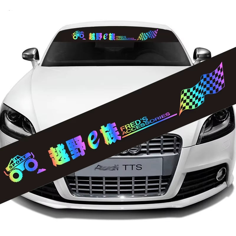 New Styling Car Stickers Racing Car Front Windshield Stickers Laser Color Car Accessories Car Windshield Stickers 130Cmx21Cm