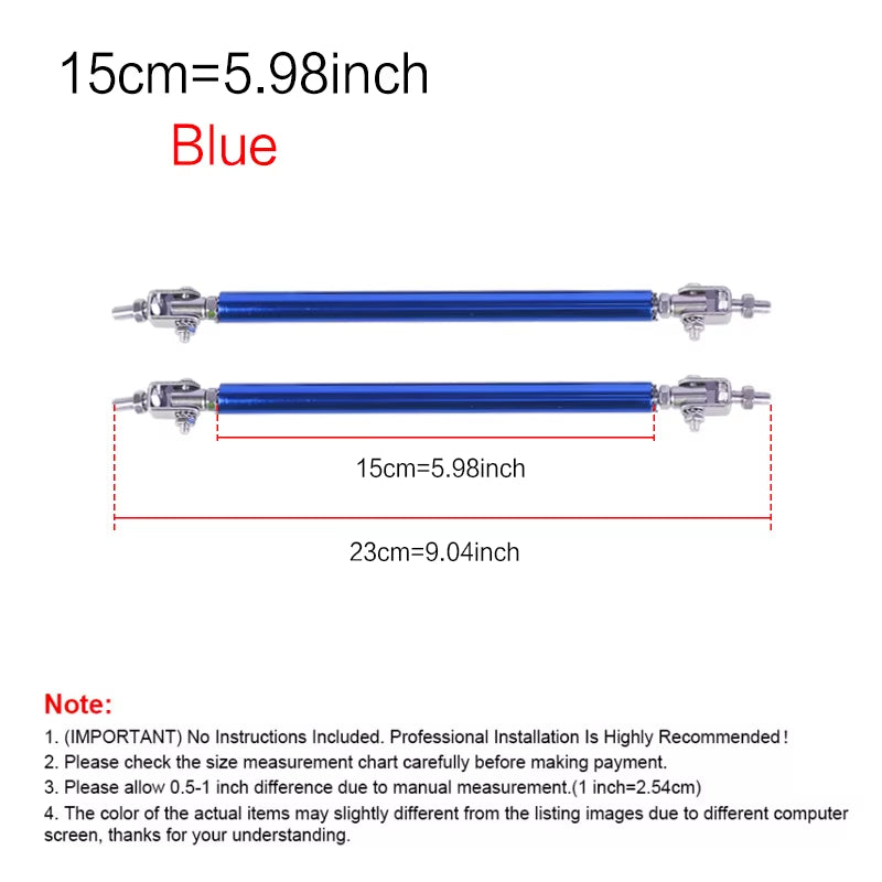 2Psc Universal Racing Adjustable Front Rear Bumper Lip Splitter Support Bar / Pull Rod Kit Racing 75Mm/100Mm/150Mm/200Mm
