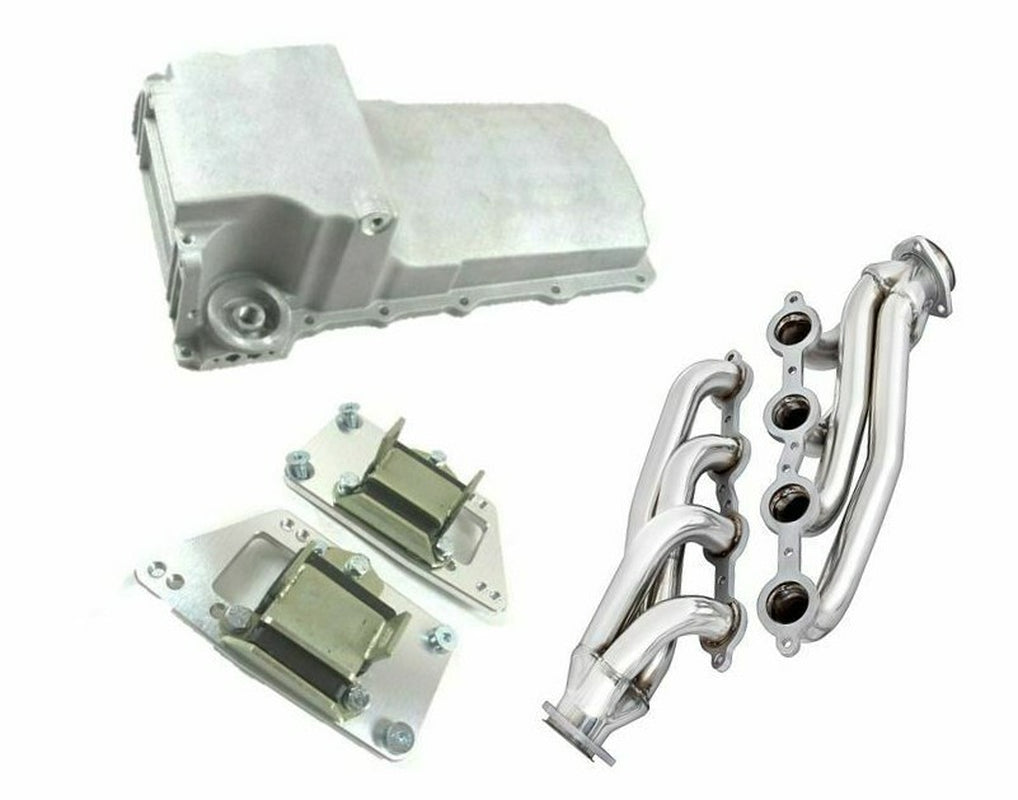 LS Engine Swap Oil Pan, Header & Adj. Engine Mounts Camaro Bel Air Nova Chevelle