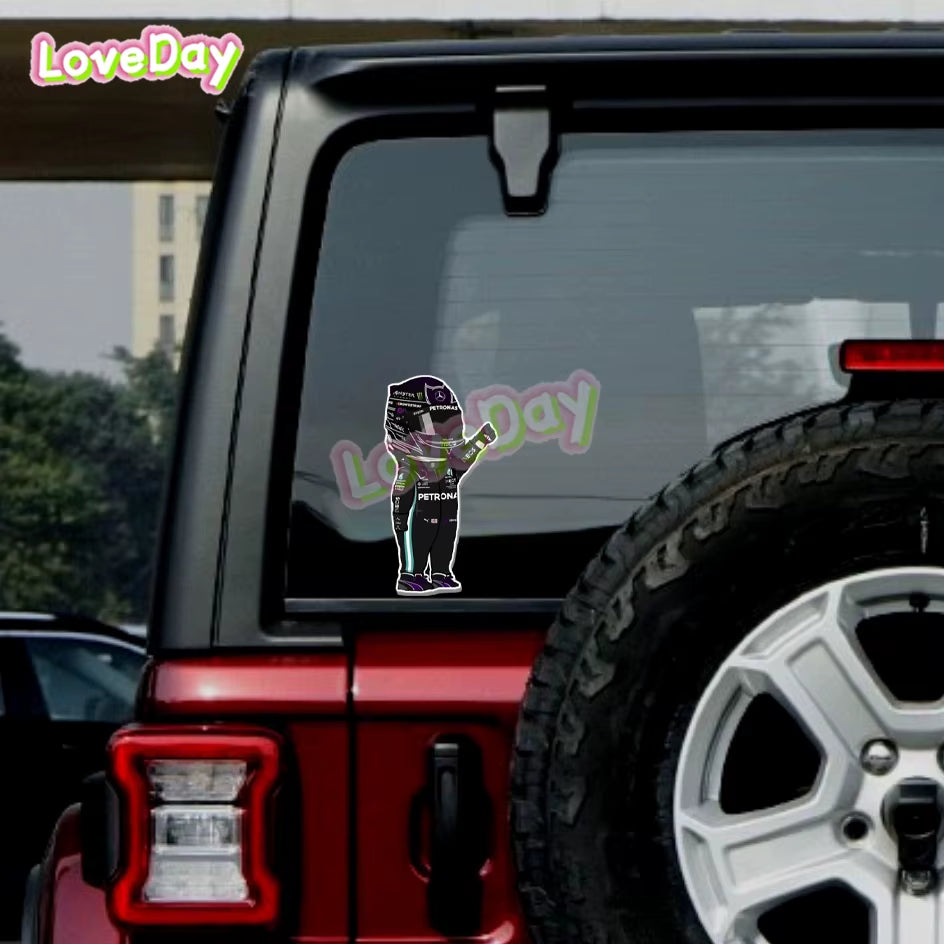 F1 Racing Cartoon Racer Sticker Motorcycle Sticker Vinyl Waterproof Glass Decals Sports Car Sticker Die Cut Sticker Auto Parts