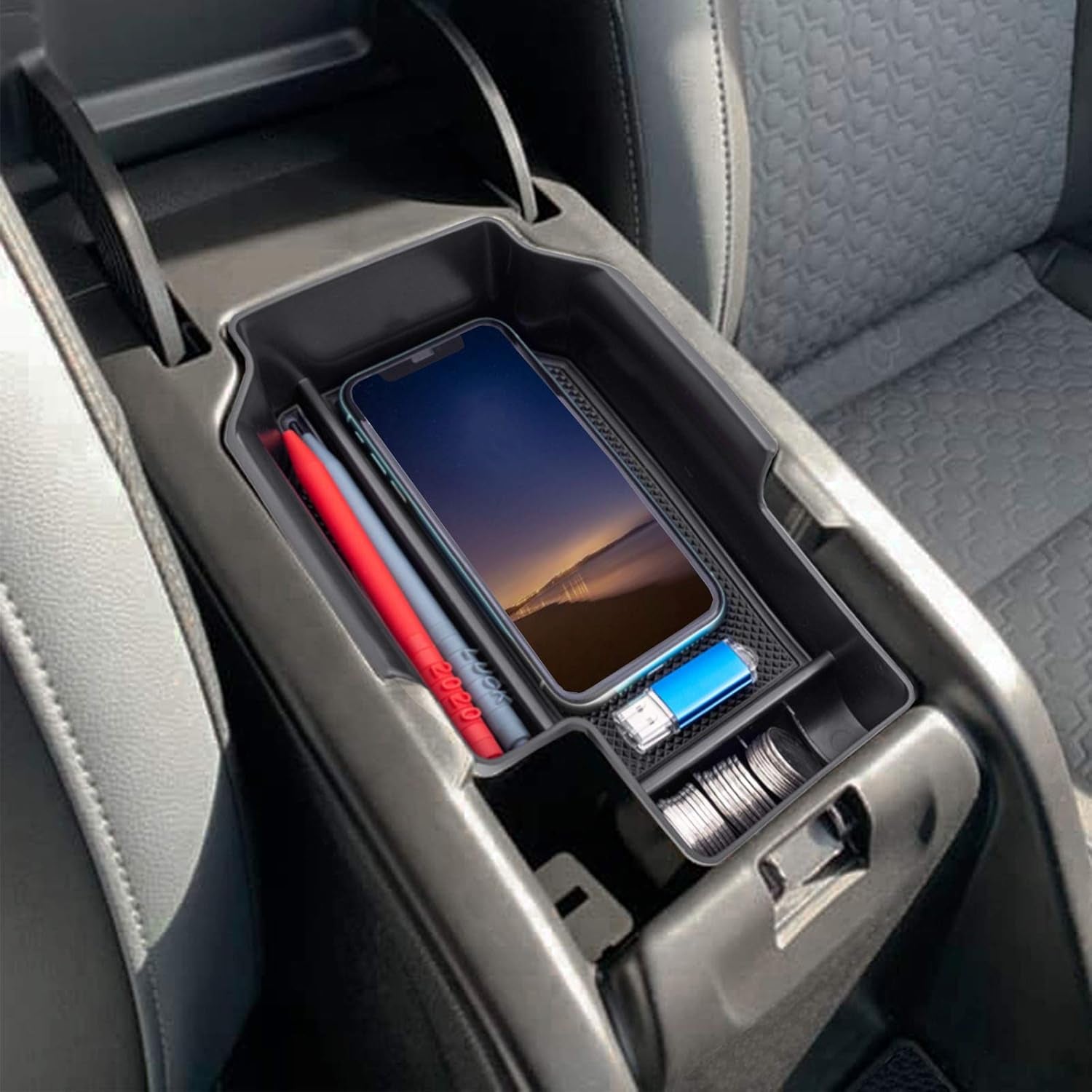 Maximize Your Chevy Colorado/GMC Canyon Storage: Center Console Organizer & Armrest Insert Tray (2015-2022) - Sleek Black Design