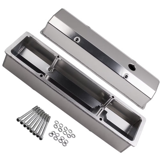 Fabricated Tall Valve Covers 1/4" Billet Rail for Chevy 350 383 400 1958-86 SBC
