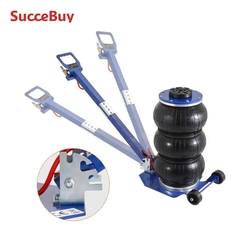 Succebuy Pneumatic Jack 3 Ton/5 Ton Triple Bag Air Jack Quick Lift Heavy Duty Car Repair Jacks Folding Rod Jacks with Two Wheels
