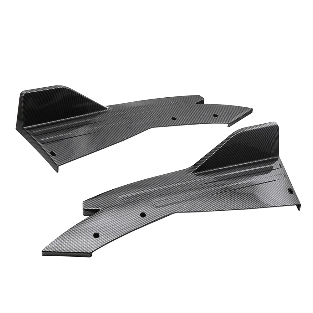 2PCS Rear Bumper Lip Splitter Universal Car Side Fender Fins Body Lip Spoiler Chin Side Skirt Protector Covers Carbon Fiber