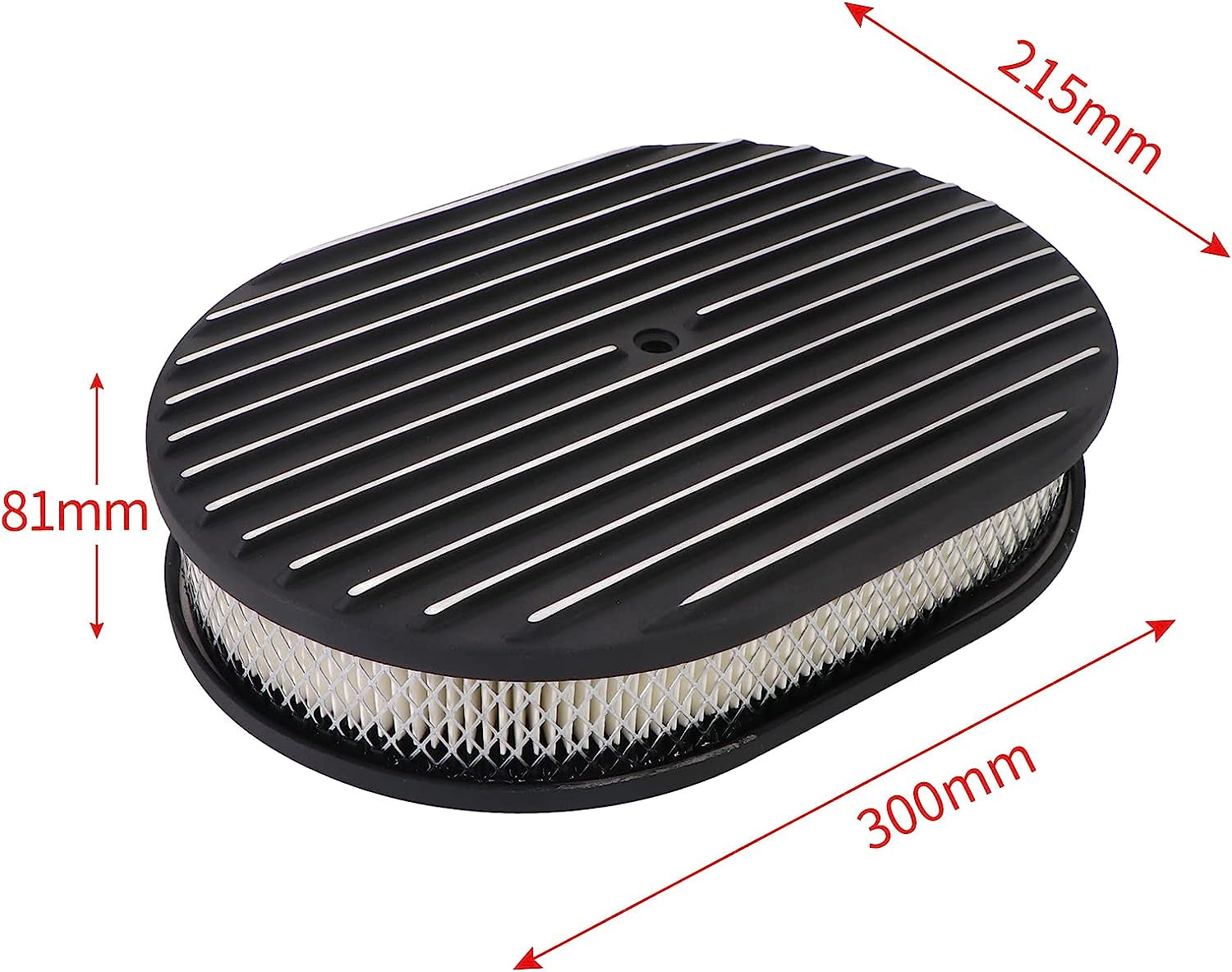 12" Oval Classic Full Finned Black Air Cleaner Kit