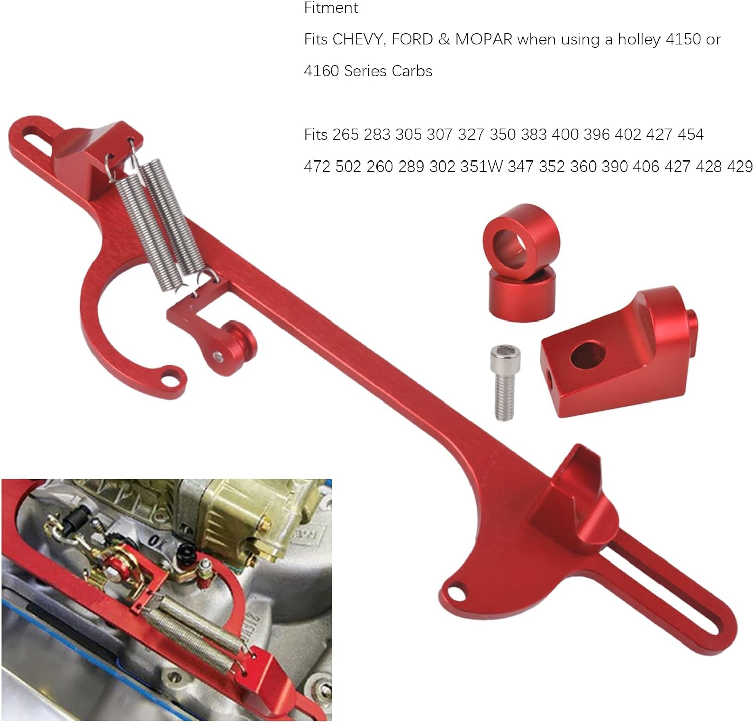 Throttle Cable Bracket for 4150 4160 Carburetors Billet Aluminum Adjustable Anodized Red