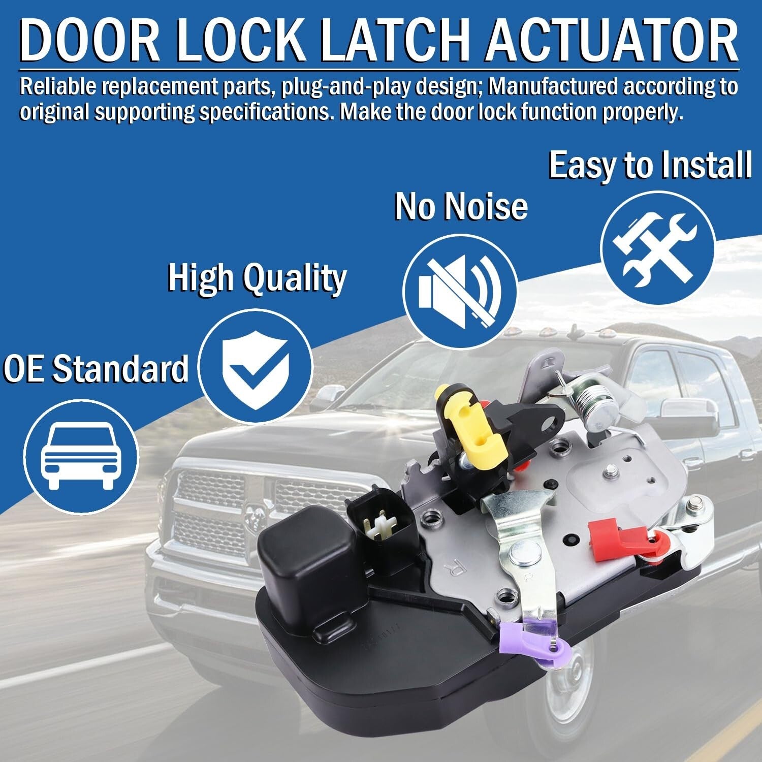Passenger Side Door Lock Latch Actuator Fit for Dodge Ram 1500 Front Right