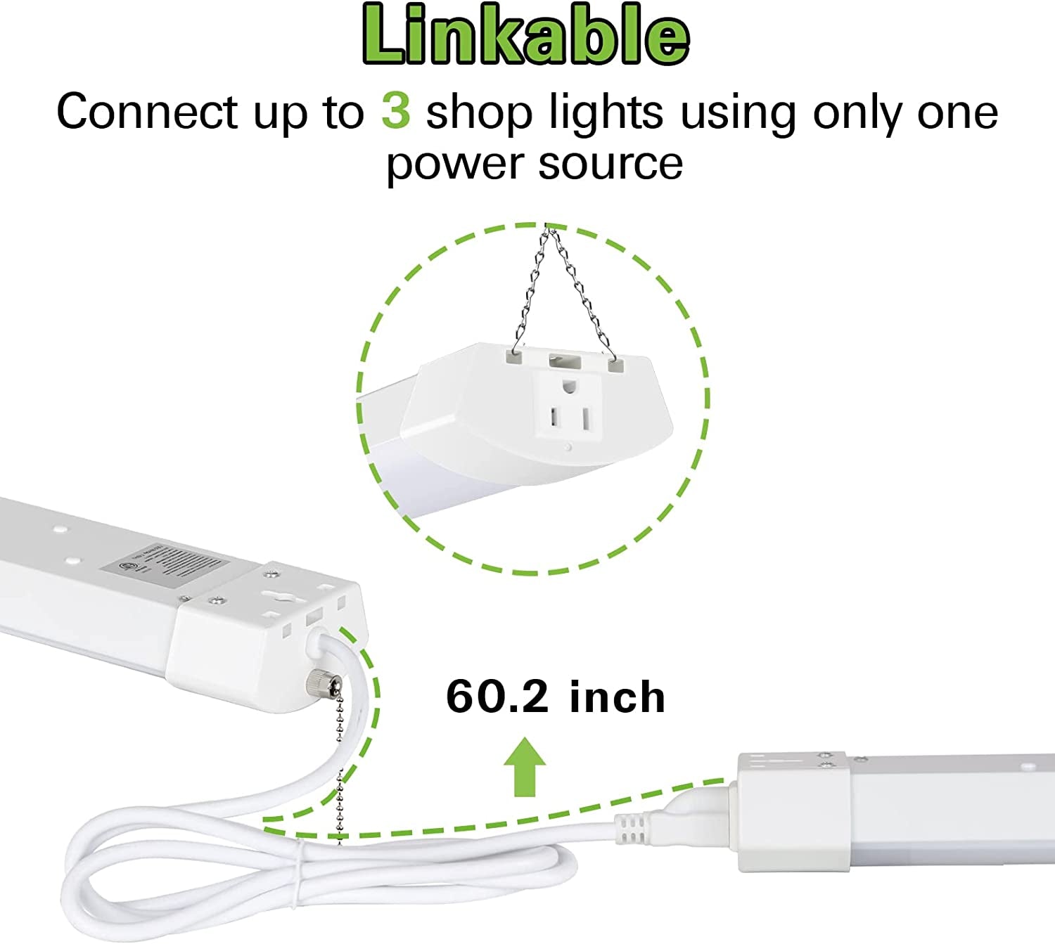 4FT 120W LED Shop Light Linkable, 13000Lm(400W Equivalent), 5000K Utility Shop L