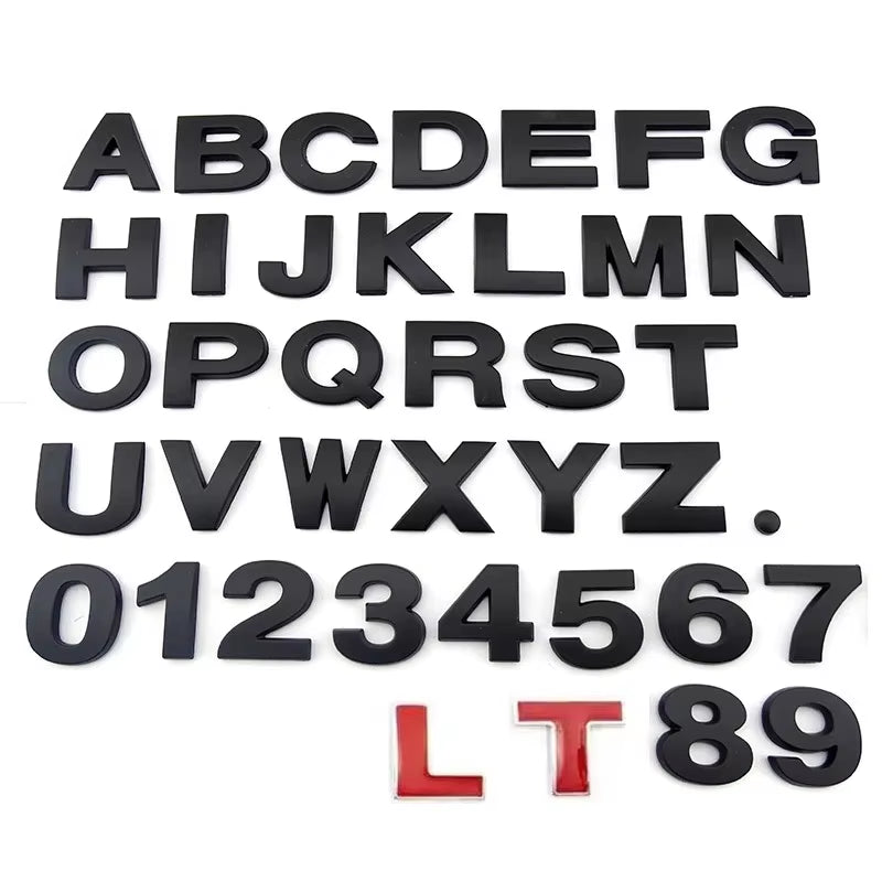 1Pc 3D Metal DIY Letters Logo Alphabet Emblem Numbers Chrome Labeling Car Trunk Sticker Digital Badge Motorcycle Accessories