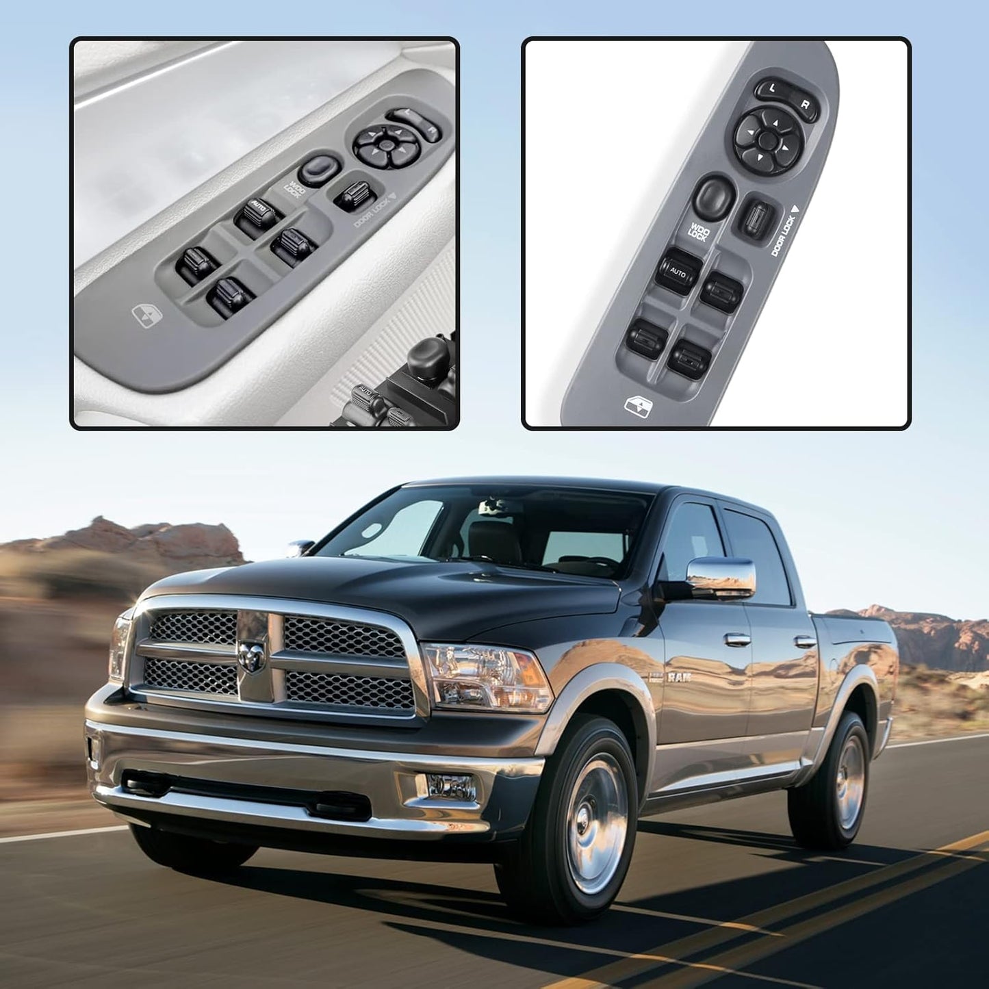 Master Power Window Switch and Bezel 56049805AB for 2002-2009 Dodge Ram 1500 250